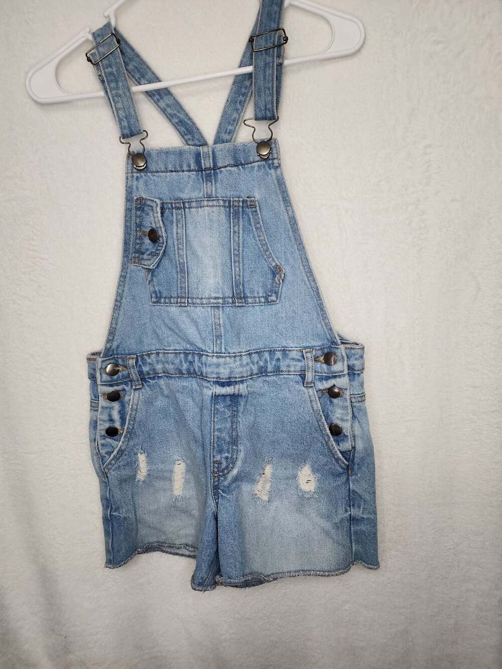 DARI Distressed Denim Shortalls Blue Cotton Kids Medium